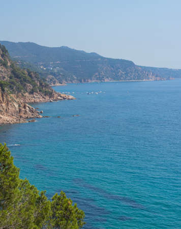 Coves of Cala Llorell beach in Tossa de Mar, Spainの写真素材