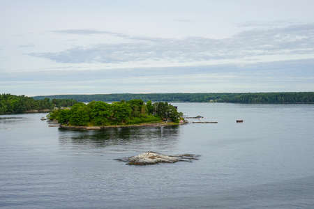 Scandinavian landscape with islands,view from seaの写真素材