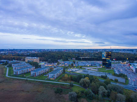 Aerial view of City Tallinn, Estonia district Oismae-Kakumae,in the eveningのeditorial素材