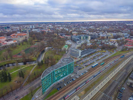rail station in city Tallinnの写真素材