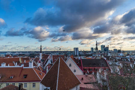 TALLINN, ESTONIA - 24.12.2017:View of the city Tallinn, Estonia with droneのeditorial素材
