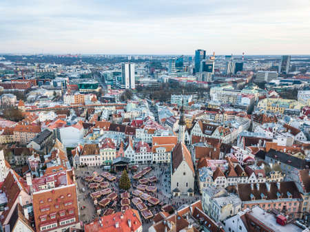 Aerial view of city Tallinn Estoniaの写真素材