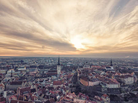 Aerial view of city Tallinn Estoniaの写真素材