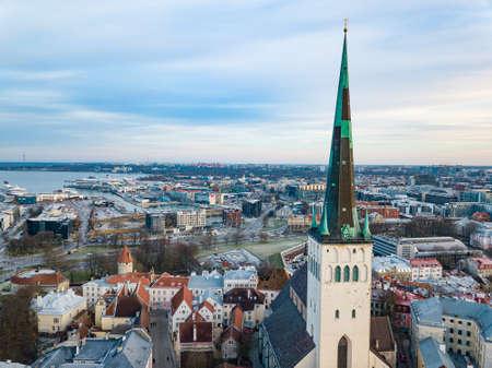 Aerial view of city Tallinn Estoniaの写真素材
