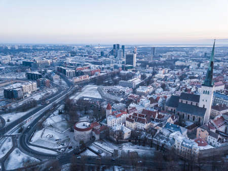 Aerial view of city Tallinn Estoniaの写真素材