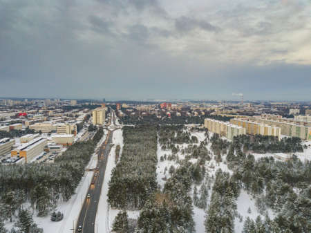 Aerial view of city Tallinn Estonia in winter day, district Mustamjaeのeditorial素材