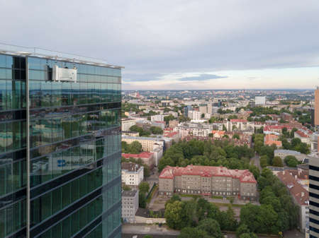 TALLINN, ESTONIA - June, 2018 Aerial cityscape of modern business financial district with tall skyscraper buildingsのeditorial素材