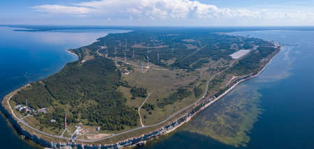 Aerial view of Wind power stations, Paldiski, Peninsula Pakri, Estonia