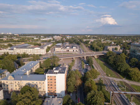 Aerial view of City Tallinn, Estonia districtの写真素材