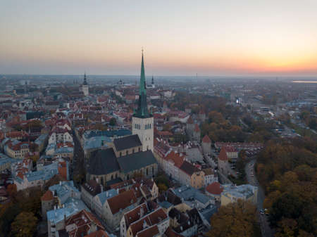 Aerial of city Tallinn, Estoniaのeditorial素材