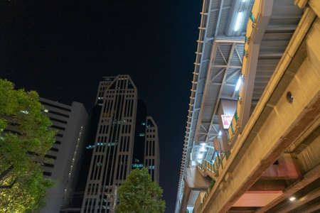 BANGKOK, THAILAND - Mart, 2019: View from roof to night city In BANGKOK THAILAND.