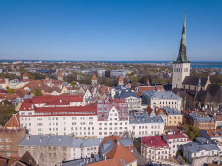 Aerial view of old city of Tallinnの写真素材