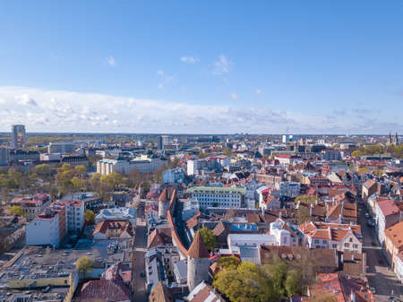Aerial view of old city of Tallinnの写真素材