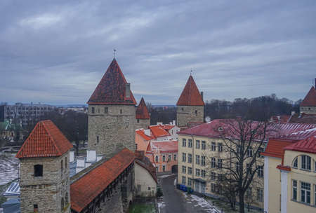 Roofs on old city Tallinn Estoniaのeditorial素材