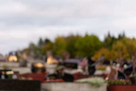 Blurry Culture and religion. Indigenous cemetery. Ancient aboriginal graveyard in the desert under a stormy sky.の写真素材
