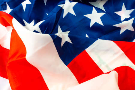 Close up front view shot of big US flag