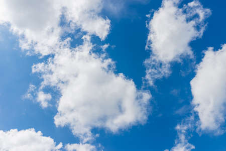 White and gray clouds in blue sky.nice day during the hot spring or summer season.copy space.Blue heaven clear day.の写真素材