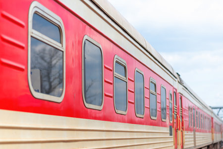 Railroad tracks and locomotive in the town.old train locomotive.closeup.の写真素材