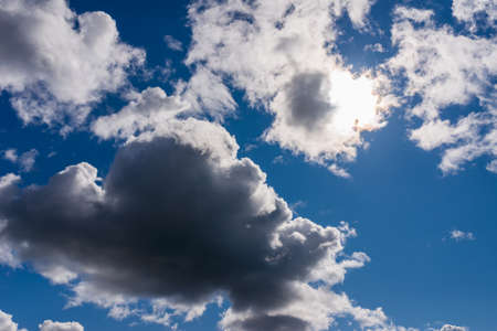 White clouds. perfect blue sky.Dramatic sky with stormy clouds.Deep blue heaven sky.の写真素材