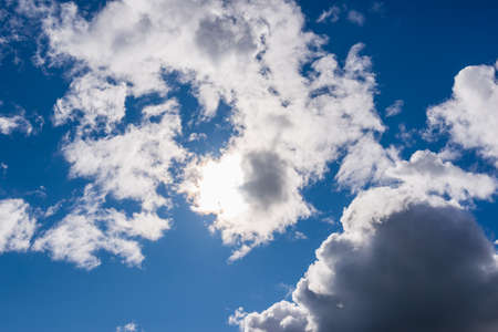 White clouds. perfect blue sky.Dramatic sky with stormy clouds.Deep blue heaven sky.の写真素材