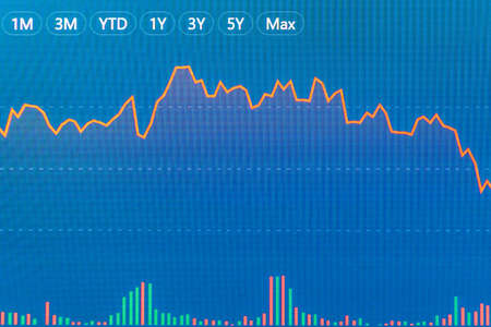 Crisis business finance curve blue background Investment, marketing crisis concept.Blurred image...