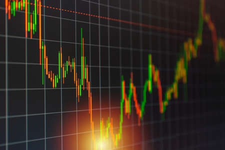 Screen electronic stock exchange online trading platform,selective focus,closeup.の写真素材
