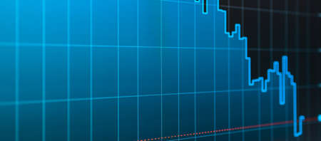 Daily trading prices on the online stock market graph showing on color screen.Daily investor's business everyday life.Banner,selective focus.の写真素材