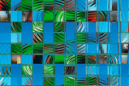 Abstract square colorful blue green pastelic technology illustration background.の写真素材