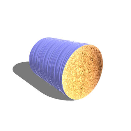 3D illustration wine bottle cork on the white isolated background.Cork,stopper is covered with purple,veri peri trendy summer 2022 color.の写真素材