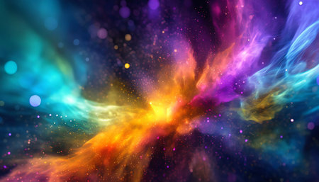 abstract space concept with fantastic sky colorful burst smoke magic sky.3d rendering illustration.の素材