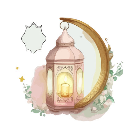 ramadan water color cartoon design ILLUSTRATIONのイラスト素材