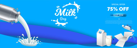 healthy with milk happy milk dayのイラスト素材
