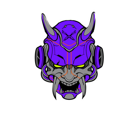 future android cybernetic robot head design vectorのイラスト素材