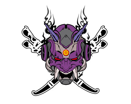 future cybernetic robot head design vectorのイラスト素材