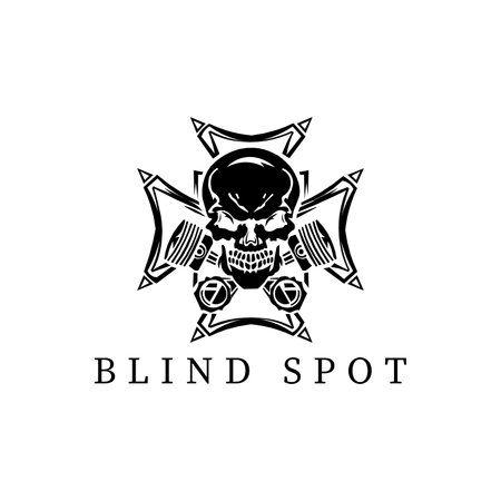 BLIND SPOT SKULL HEAD WARNING KEEP AWAYのイラスト素材