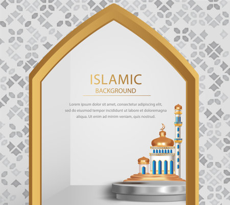 sale offer banner with realistic lamp,mosque,star,crescent design vector illustrator, greeting card of eid mubarak, eid fitr, eid adha, Ramadhan kareem backgroundのイラスト素材
