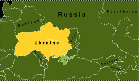 russia and ukraine map illustration conflict politicのイラスト素材