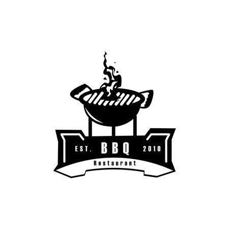 barbecue logo design template silhouetteのイラスト素材