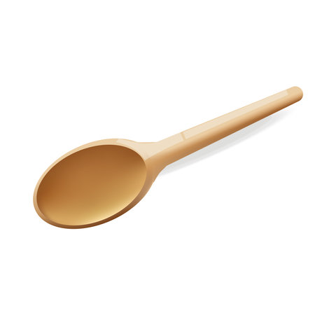 vector Top view Wooden spoon isolated on white background 3d realisticのイラスト素材
