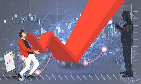 digital business economy for financial stock market crash,with background candle stickのイラスト素材