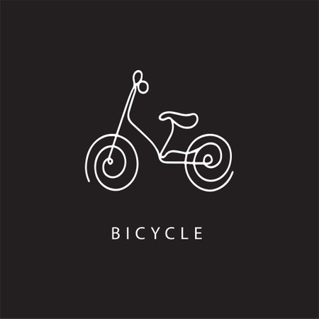 Retro simple mountain bike badge logo design simple continues lineのイラスト素材