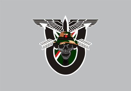 skull head wing logoのイラスト素材