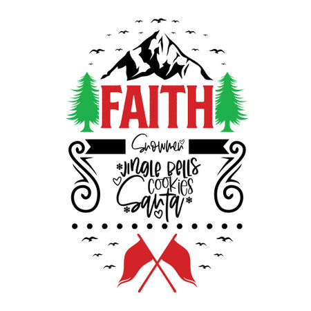 lettering typography blessed merry christmas quoteのイラスト素材