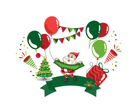 santa with decoration party for christmasのイラスト素材