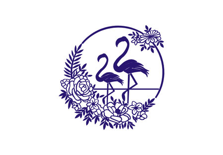 flamingos logo tattoo silhouetteのイラスト素材