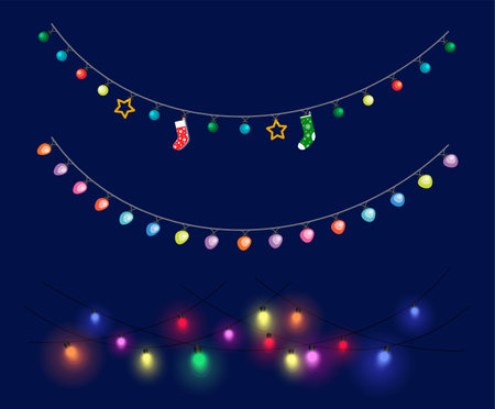 christmas decoration light ornamentのイラスト素材