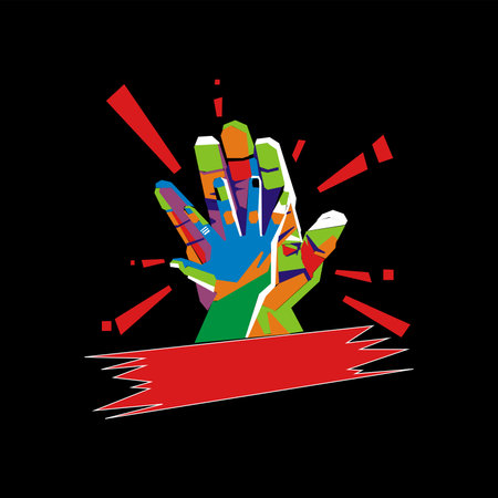 hand high fives art low polyのイラスト素材