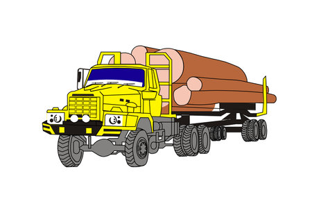 truck carrying wood for cutting furnitureのイラスト素材