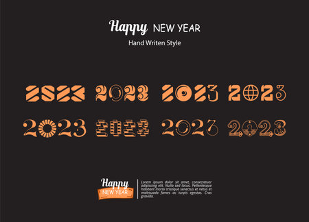 SET COLLECTION LETTER 2023 TYPOGRAPHY ARTのイラスト素材
