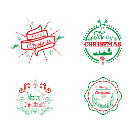 typhography merry christmas stamp hand letter styleのイラスト素材